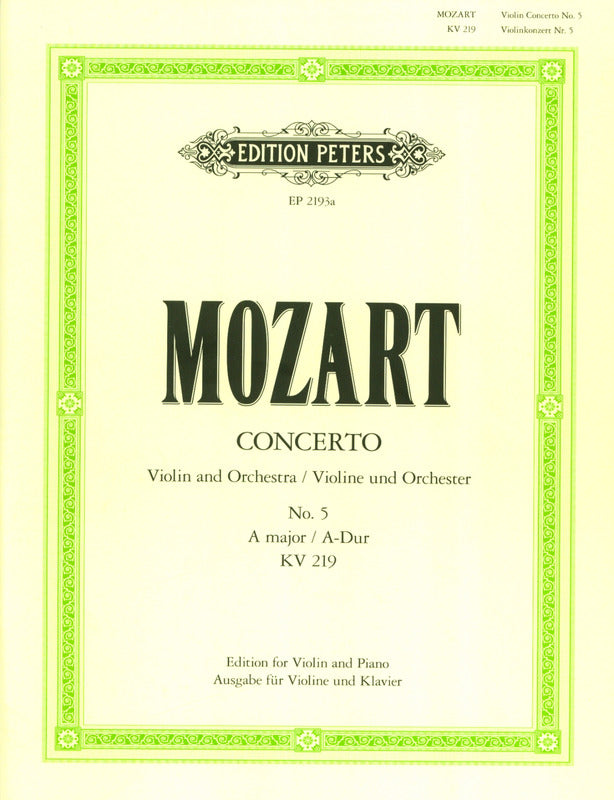 Mozart Concerto für Violine und Orchester in A-Dur