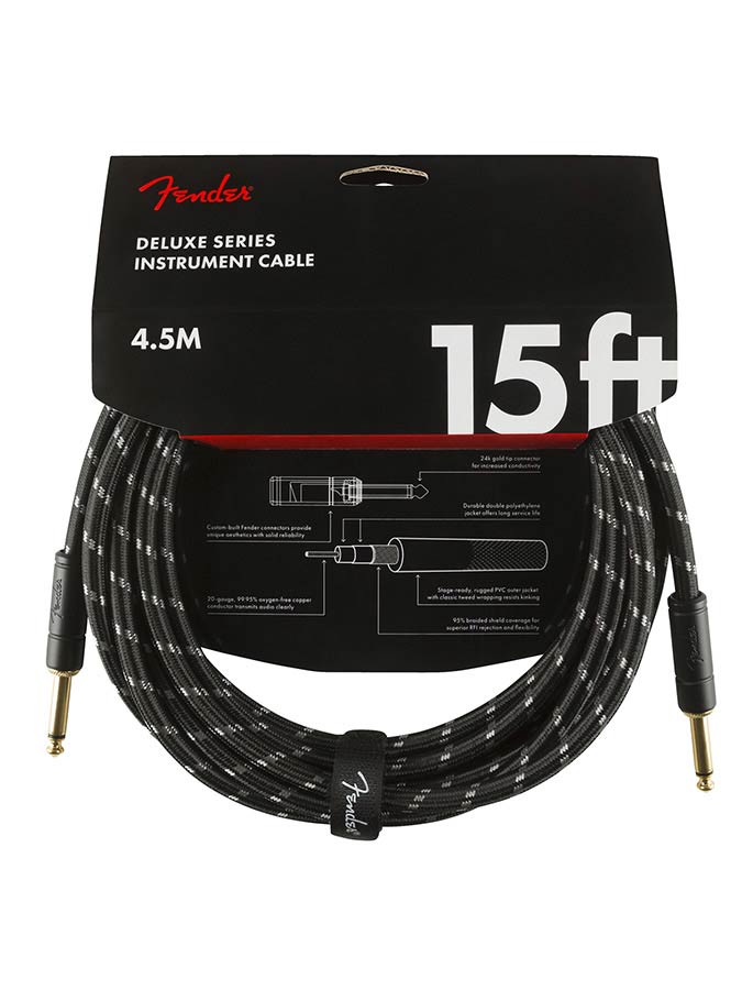 Fender Deluxe Series Instrument Cable 4,5 m Black-Tweed
