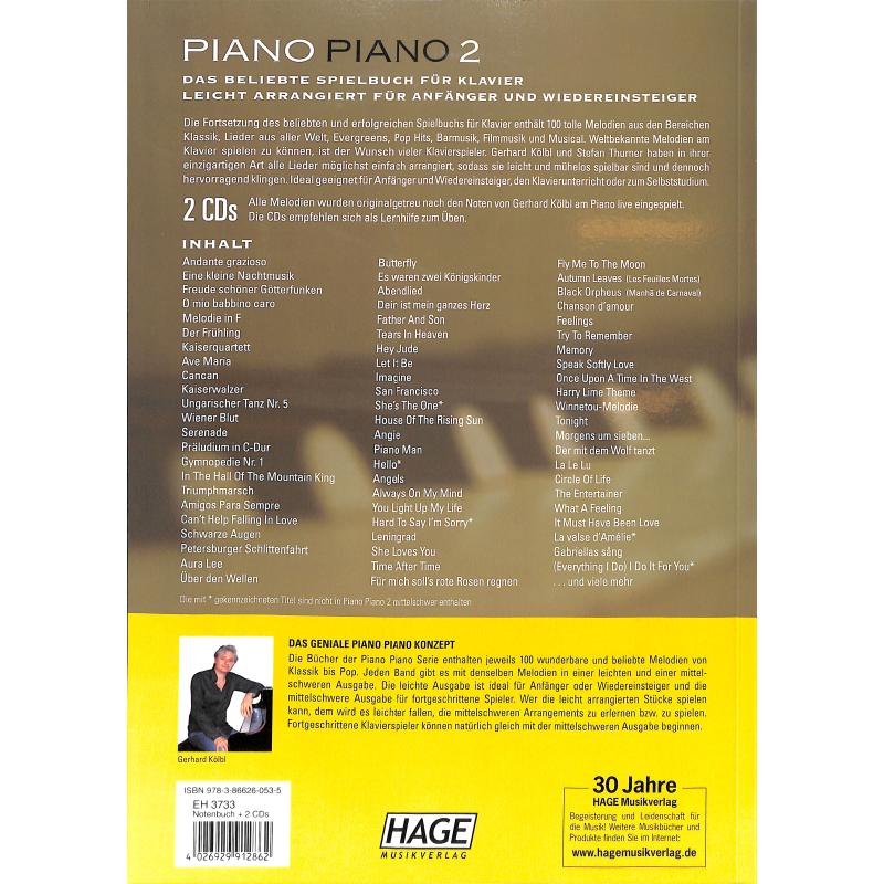 Piano Piano 2 - die 100 schönsten Melodien von Klassik bis Pop - leicht