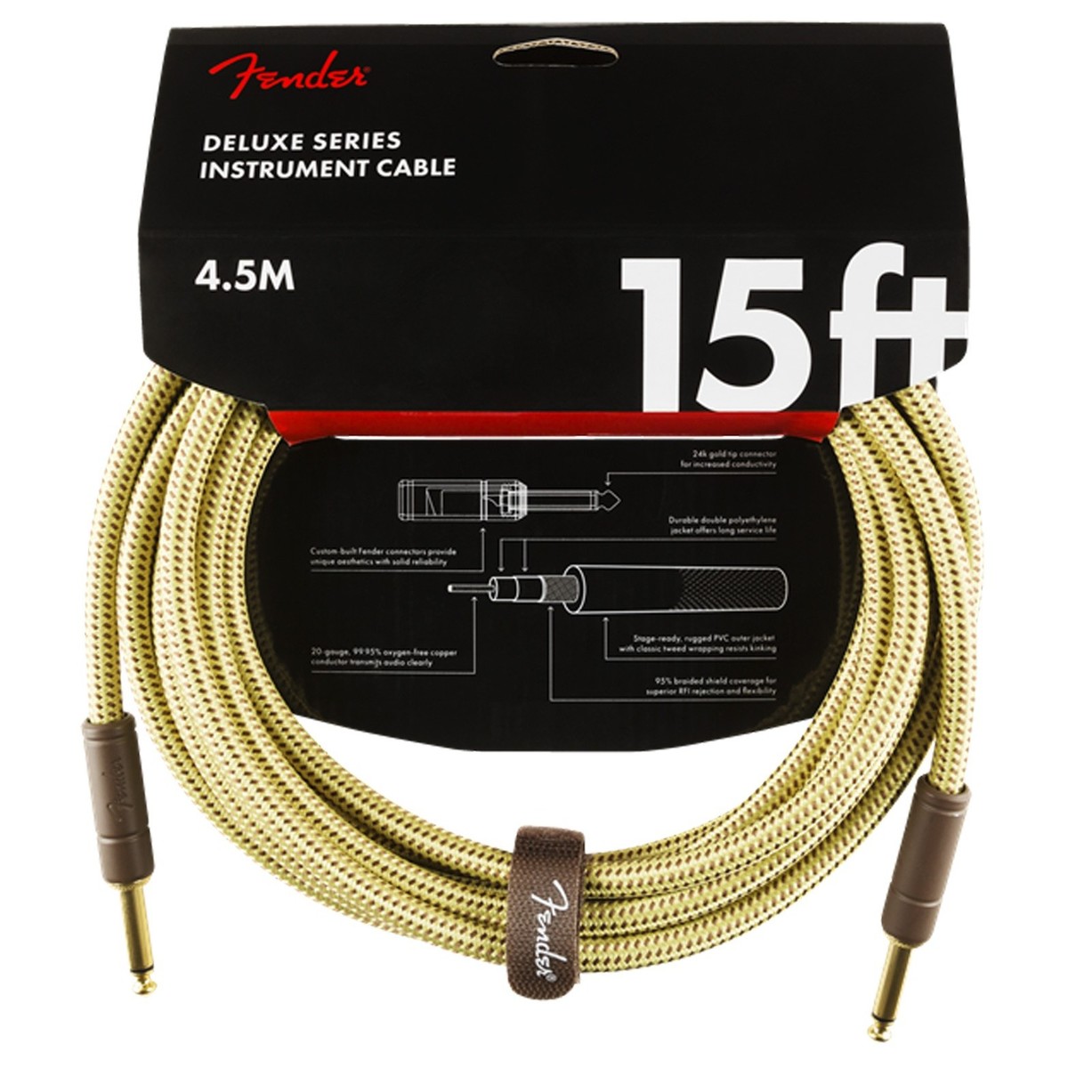 Fender Deluxe Series Instrument Cable 4,5 m Yellow Tweed